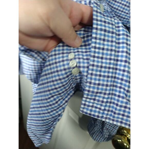 Ralph Lauren Men's M Shirt Blue Checked Long Sleeve Collared Button Front Button - Picture 8 of 9